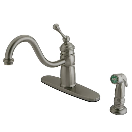 Kingston Brass Mono Deck Mount Kitchen Faucet, Brushed Nickel KB1578BLSP